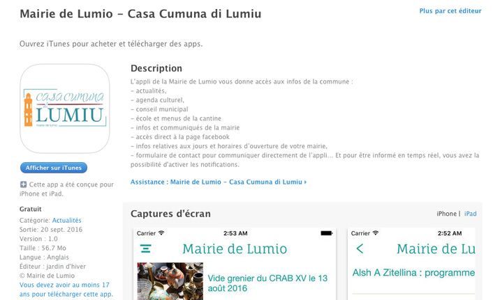 La mairie de Lumiu a désormais son appli !