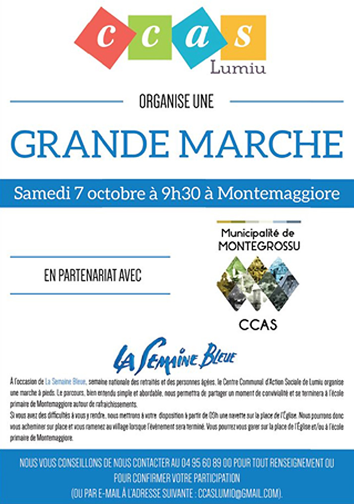 Semaine Bleue : Marche le 7 octobre 2017 à Montemaggiore