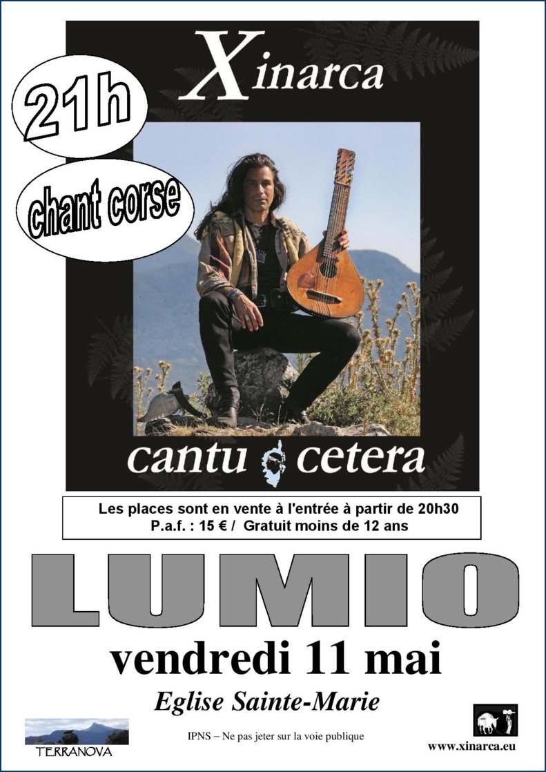 Concert de XINARCA, chant & cistre corses, vendredi 11 mai à 21h Concert de XINARCA, chant & cistre corses, vendredi 11 mai à 21h