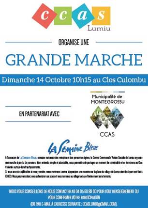 CCAS : Marche bleue le 14 octobre 2018 CCAS : Marche bleue le 14 octobre 2018