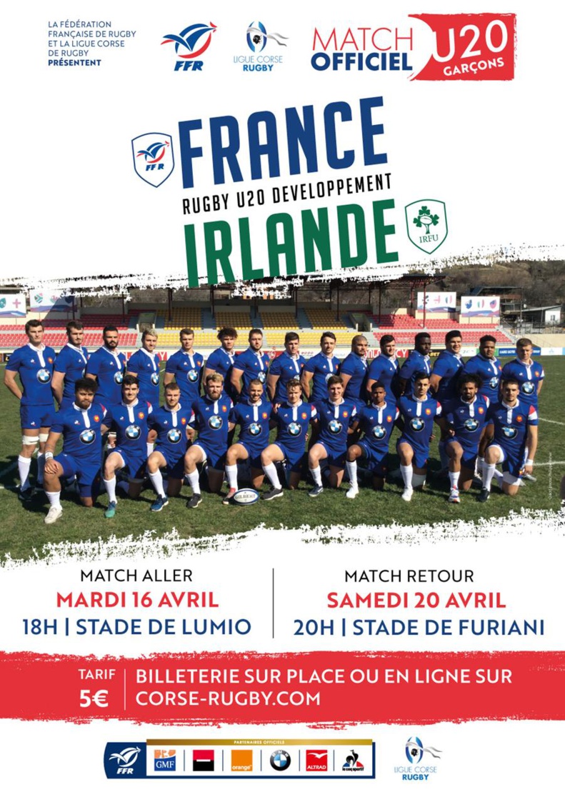 Rugby U20 : France Irlande à Lumio et Furiani les 16 & 20 avril 2019 Rugby U20 : France Irlande à Lumio et Furiani les 16 & 20 avril 2019