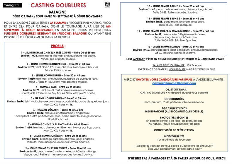 CASTING DOUBLURES – SÉRIE CASTING DOUBLURES – SÉRIE