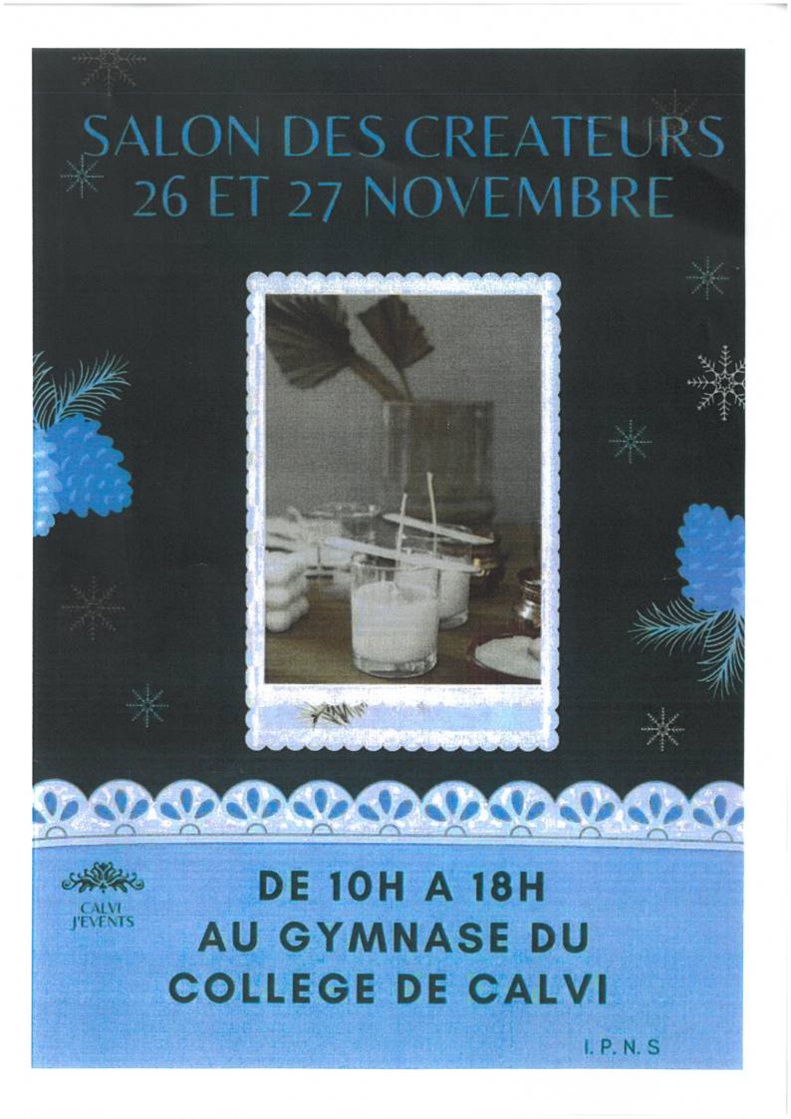 Calvi : salon des créateurs les 26 et 27 novembre 2022 Calvi : salon des créateurs les 26 et 27 novembre 2022