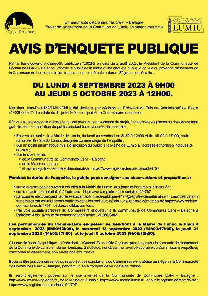 Lumio : projet de classement en station tourisme de la commune Lumio : projet de classement en station tourisme de la commune