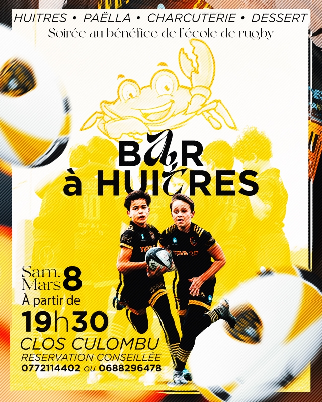 Soirée au profit de l'école de rugby du CRAB XV, le 8 mars Soirée au profit de l'école de rugby du CRAB XV, le 8 mars