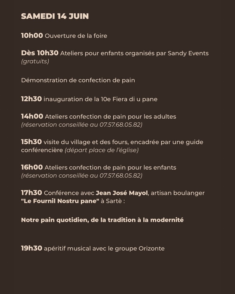 Fiera di U Pane les 14 et 15 juin 2025