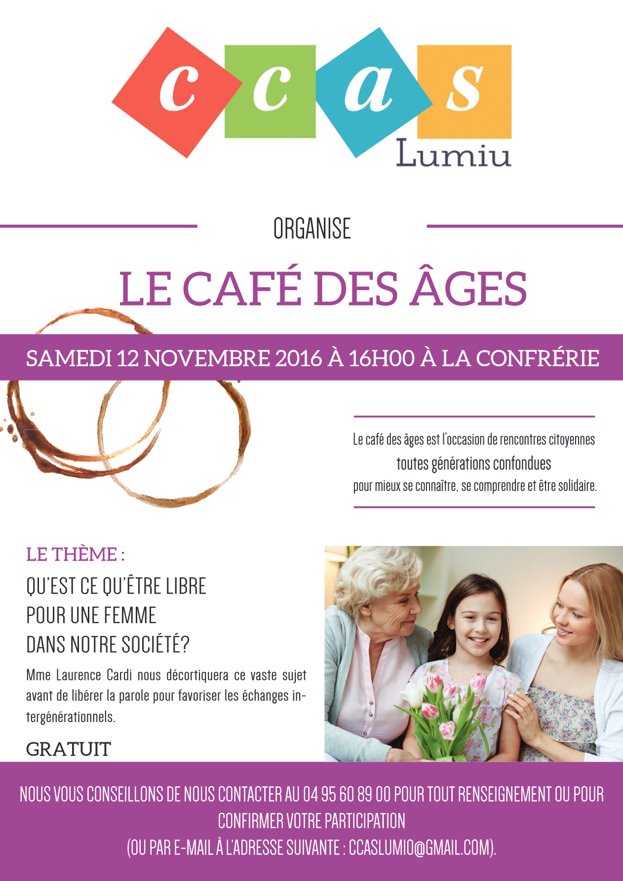 CCAS : CAFÉ DES ÂGES LE 12 NOVEMBRE 2016