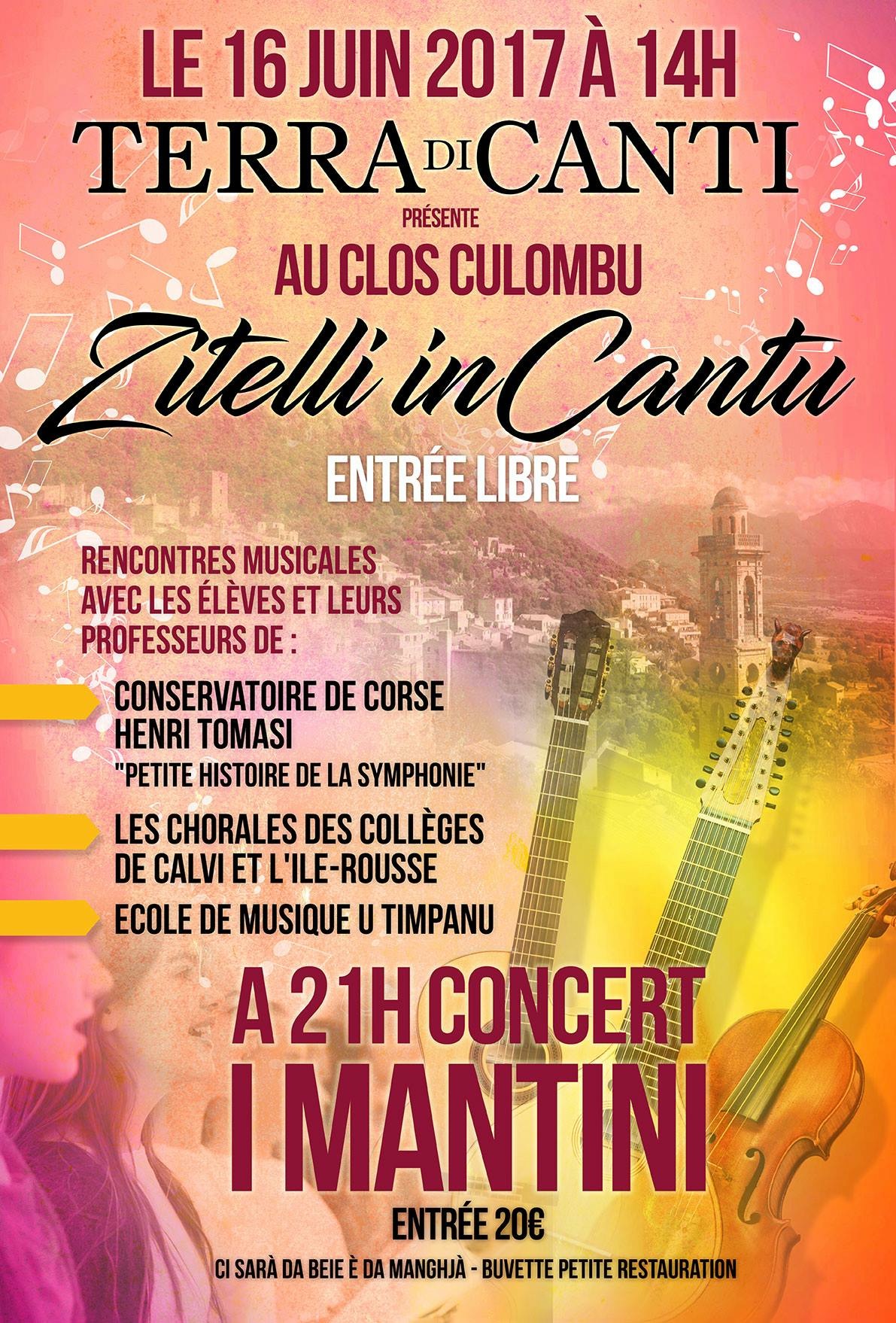 ZITELLI IN CANTU ET I MANTINI LE 16 JUIN 2017 AU CLOS CULOMBU