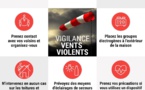 Vigilance rouge pour le paramètre « Vent », début d’épisode prévu à 17h